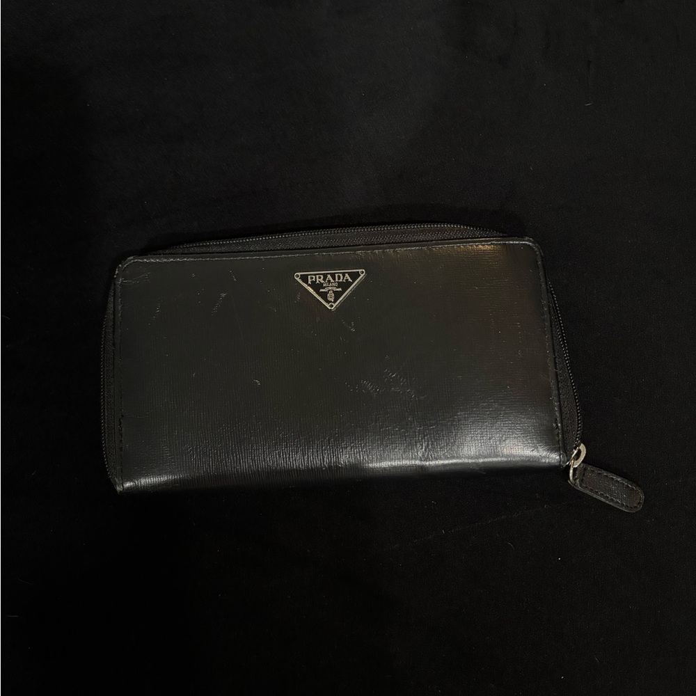 Large Saffiano Leather Wallet Black